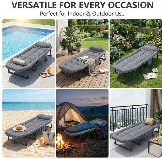 6-Position Adjustable Folding Bed – Portable & Comfortable