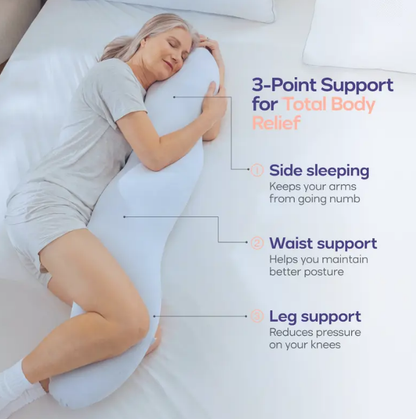 Mellow Sleep | BodyAlign Full Body Pillow – Deep Sleep Ergonomic Support for Back, Hips & Belly | Cooling Comfort for Pregnancy, Maternity & Pain Relief