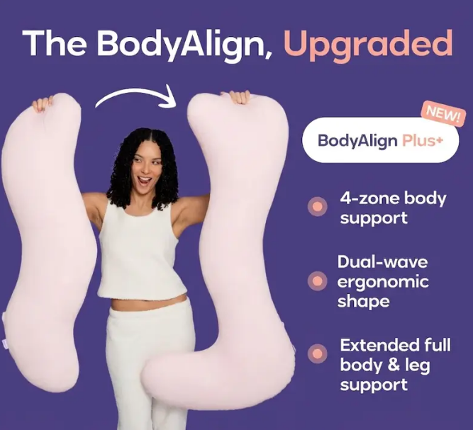 Mellow Sleep | BodyAlign Full Body Pillow – Deep Sleep Ergonomic Support for Back, Hips & Belly | Cooling Comfort for Pregnancy, Maternity & Pain Relief