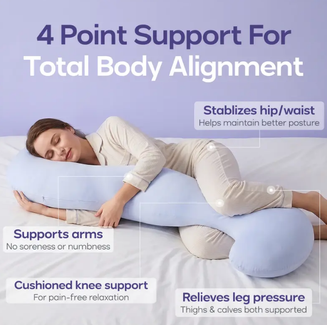 Mellow Sleep | BodyAlign Full Body Pillow – Deep Sleep Ergonomic Support for Back, Hips & Belly | Cooling Comfort for Pregnancy, Maternity & Pain Relief